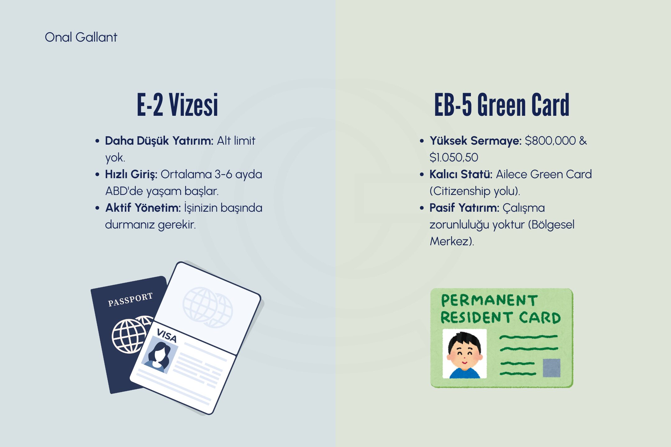 E-2 vizesi ve EB-5 green card arasındaki farklar