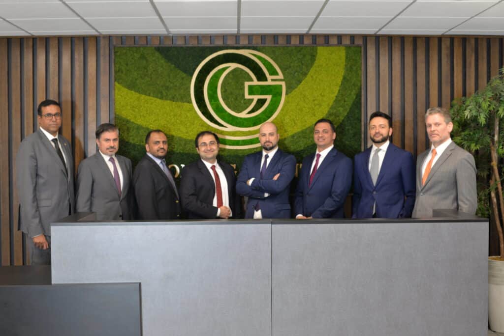 Onal Gallant legal team members gathered in the firm's reception area